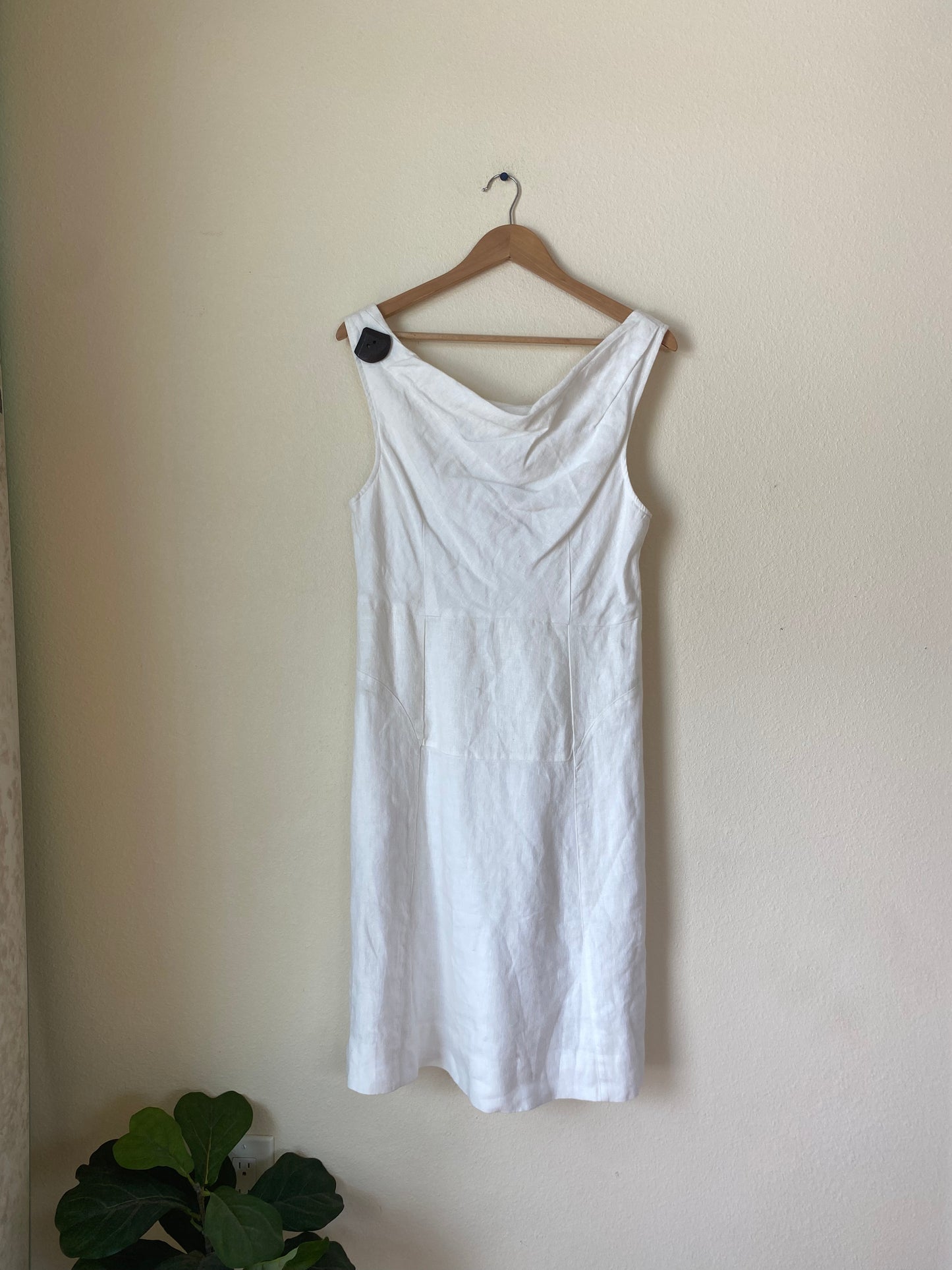 White Linen Cowl Neck Dress