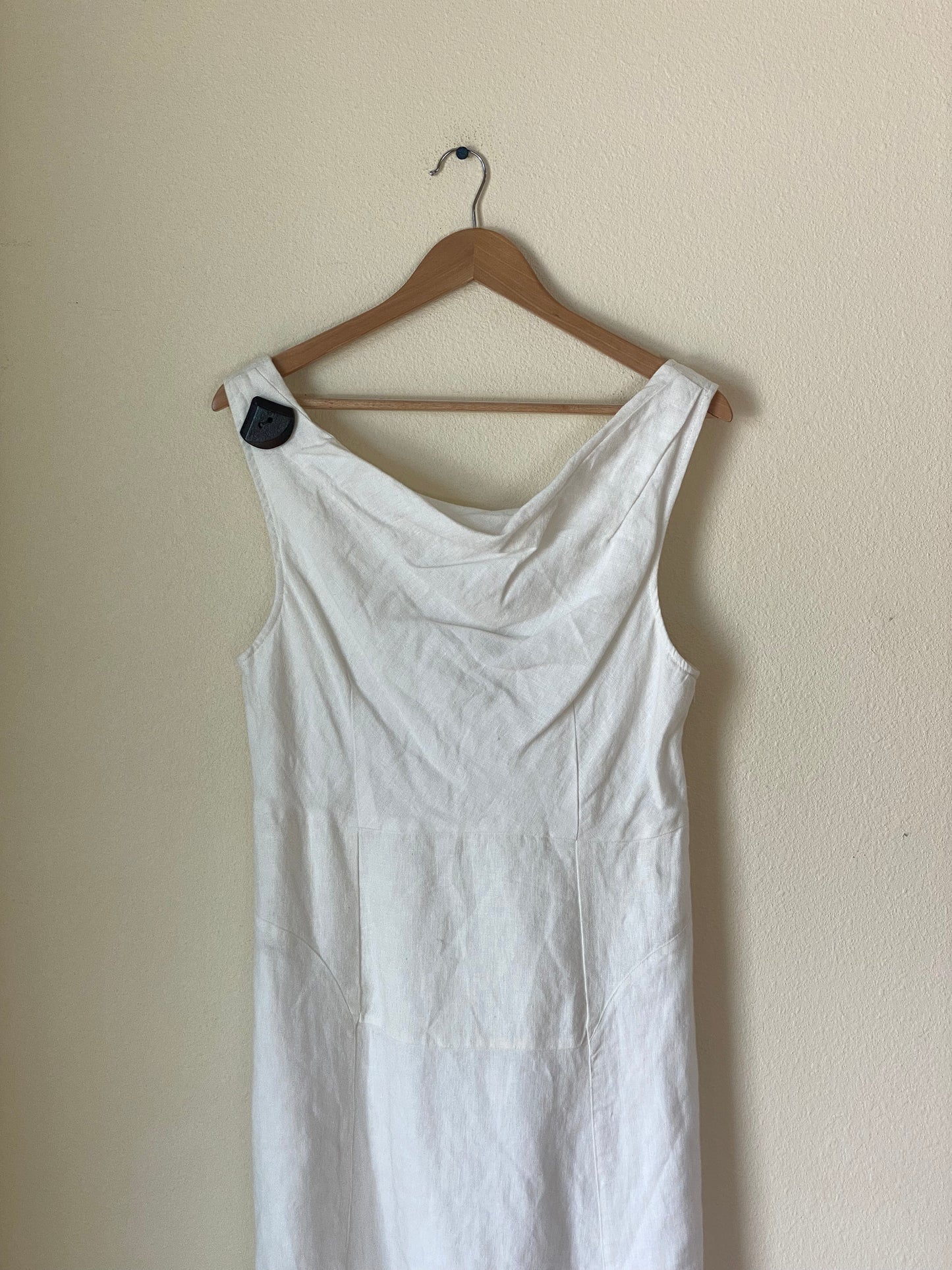 White Linen Cowl Neck Dress