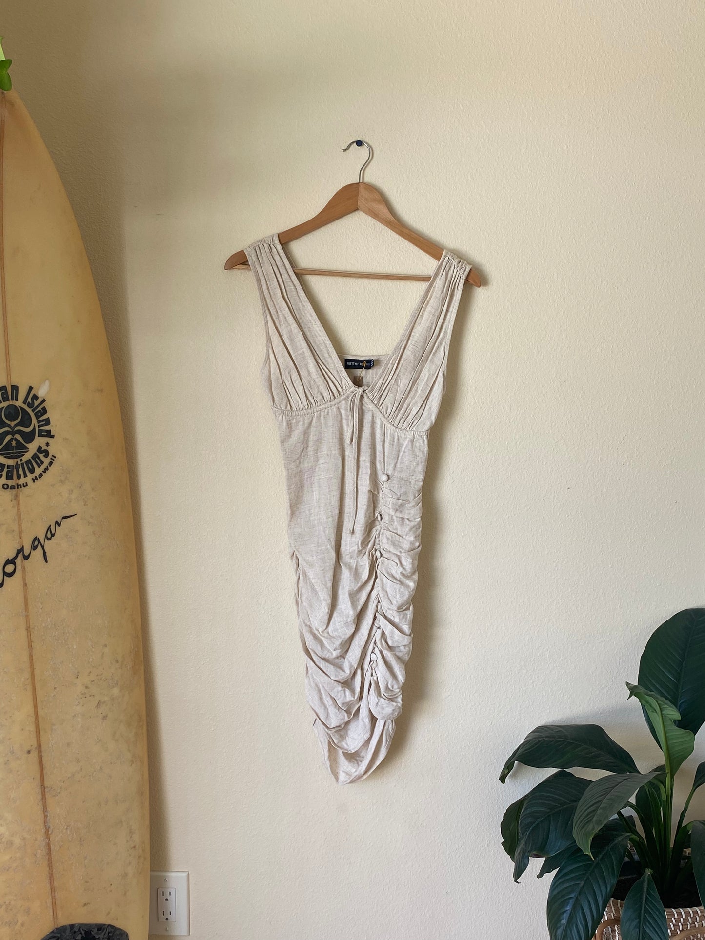 Pretty Little Thing Oatmeal Button Dress SMALL