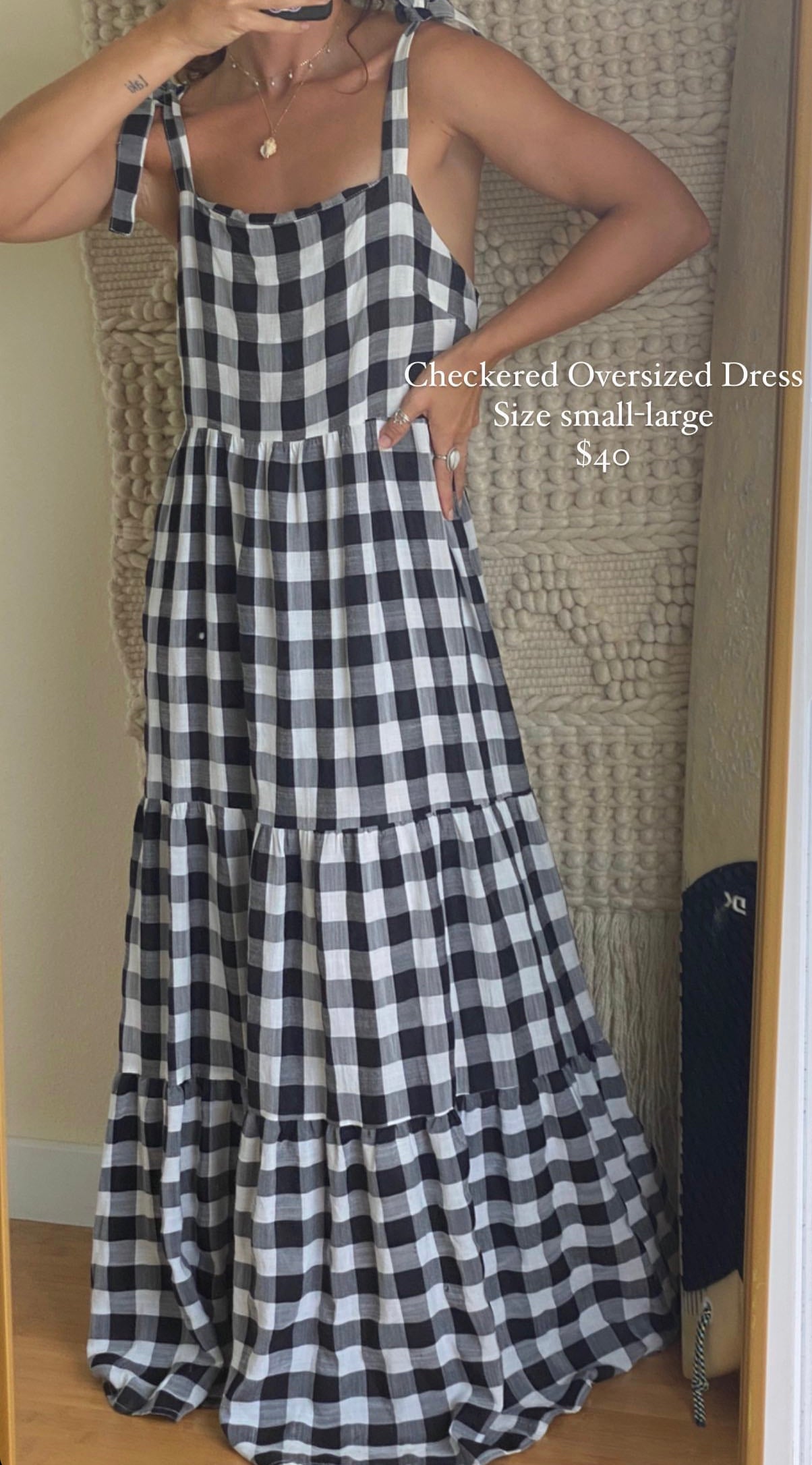 Gingham Oversized Tie Dress