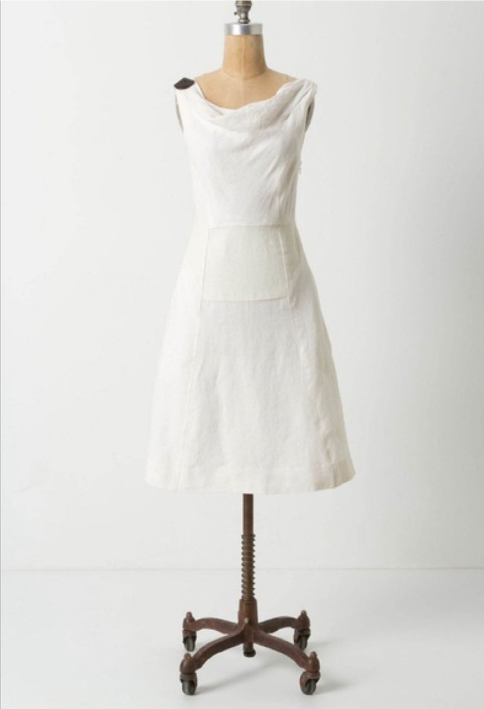 White Linen Cowl Neck Dress