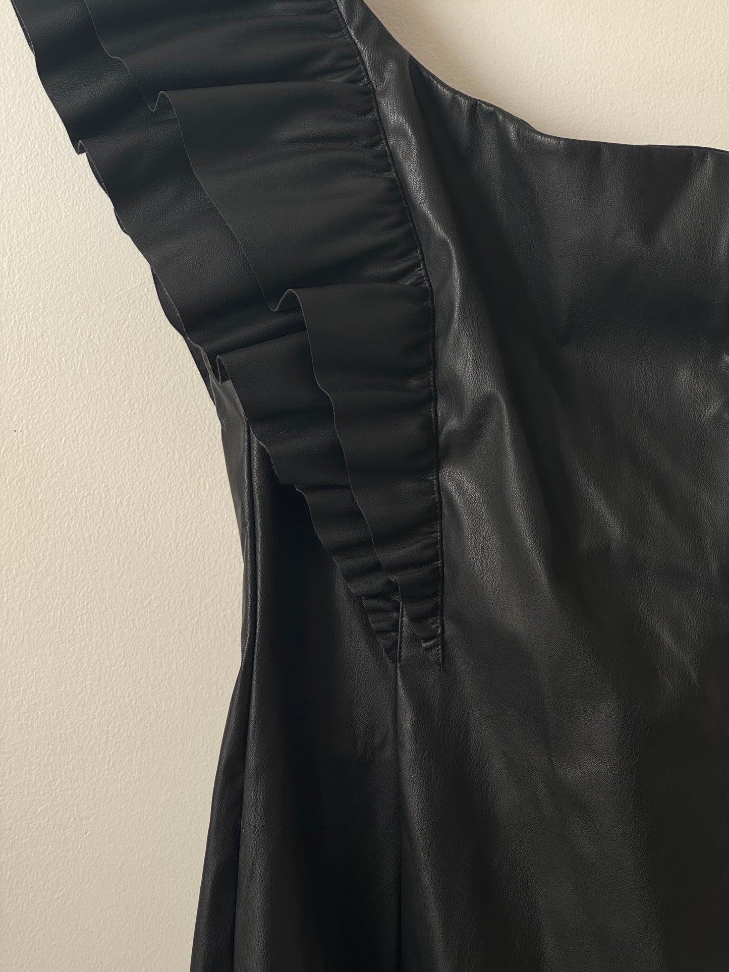 Faux Leather One Shoulder Dress SIZE XSMALL