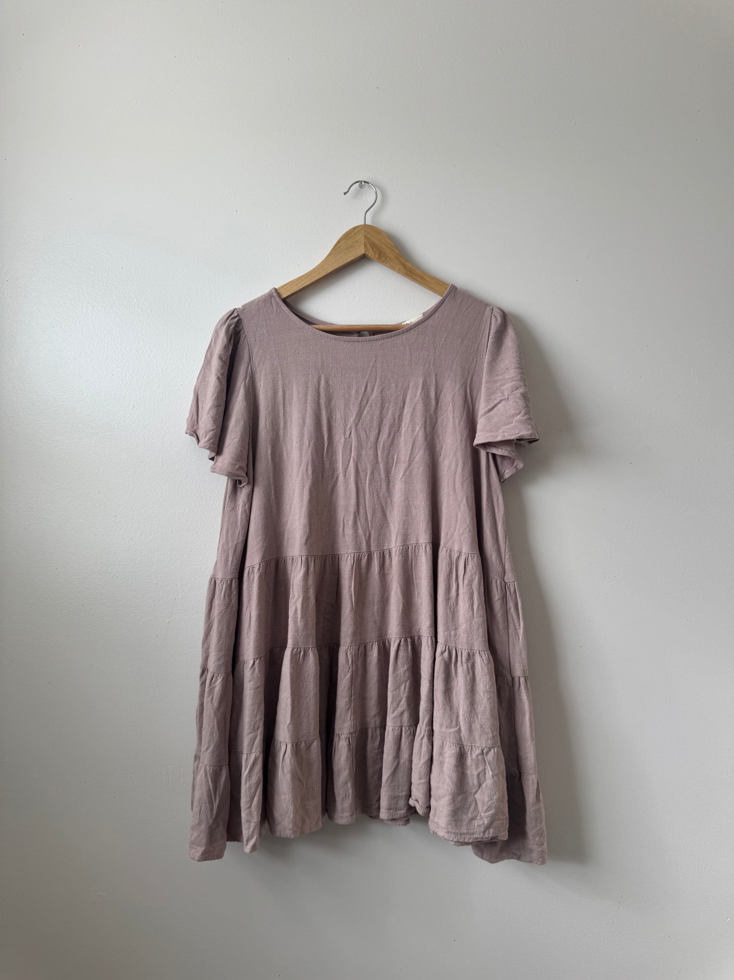 Oatmeal Tiered Linen Dress SMALL/MEDIUM