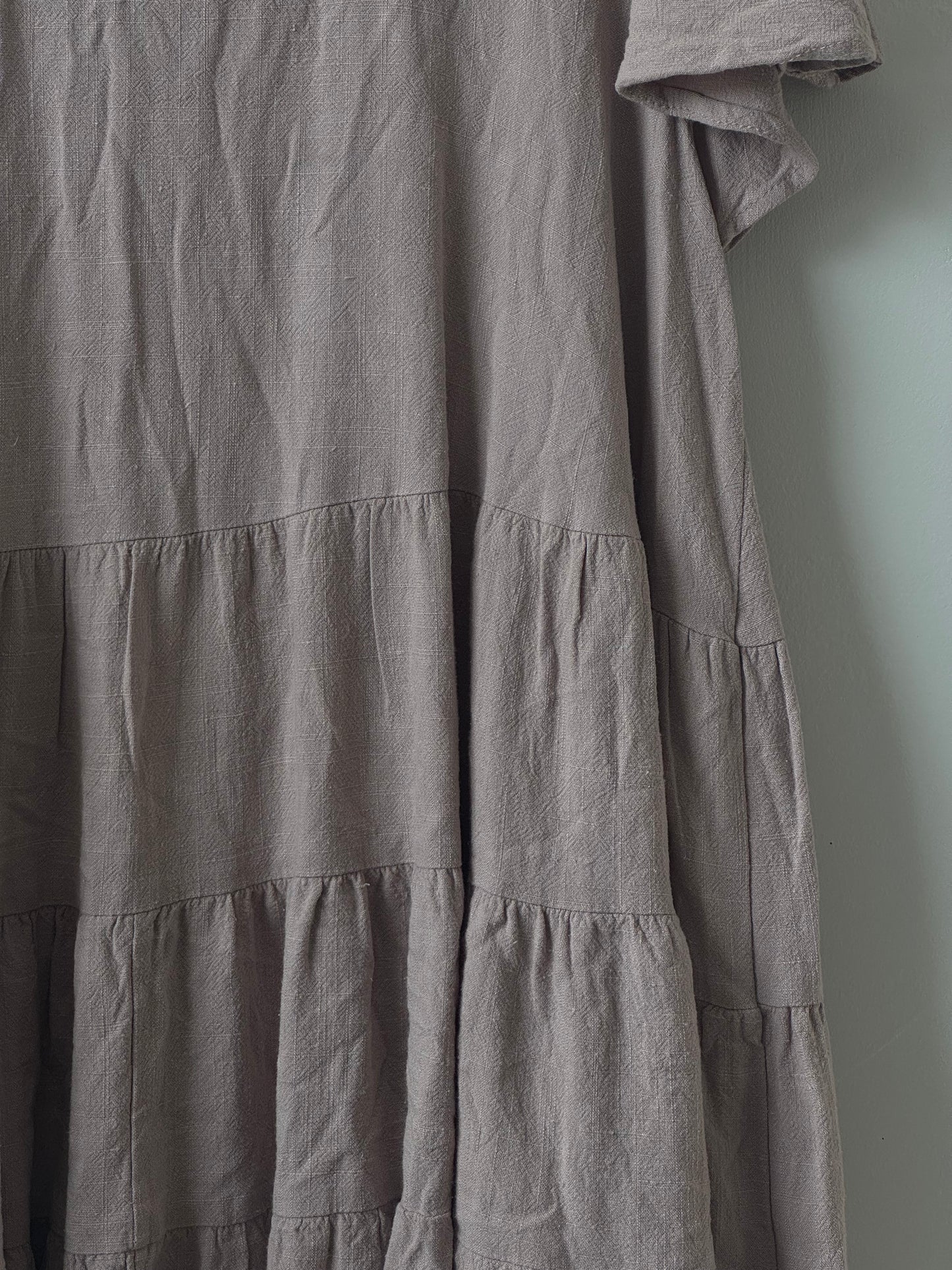 Oatmeal Tiered Linen Dress SMALL/MEDIUM