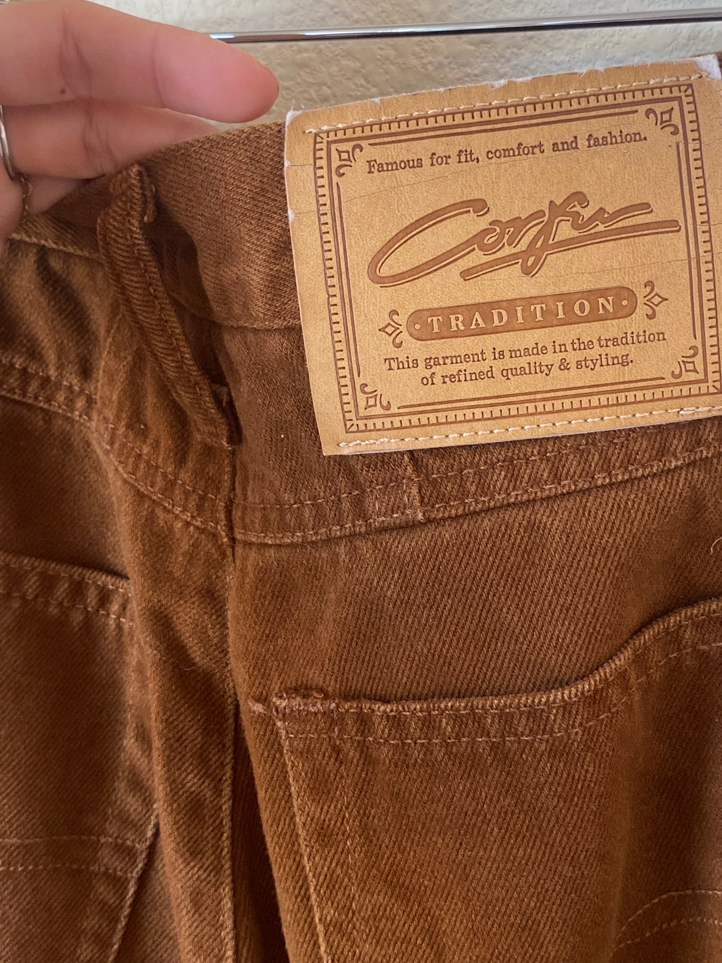 Corfu Burnt Orange Super High Waisted Corduroy Jeans SIZE 24