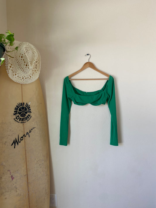 Princess Polly Green Bralette Long Sleeve Top SMALL