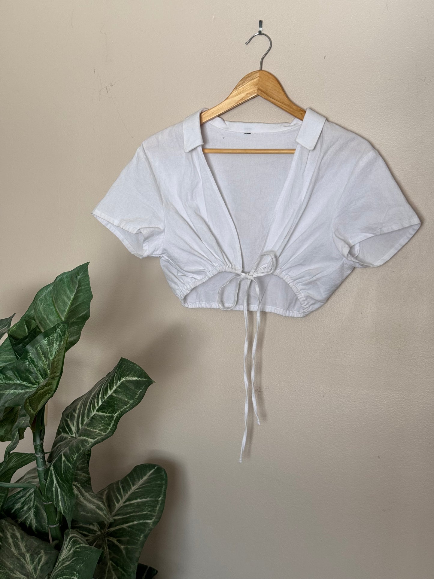 White Collared Crop Top SMALL