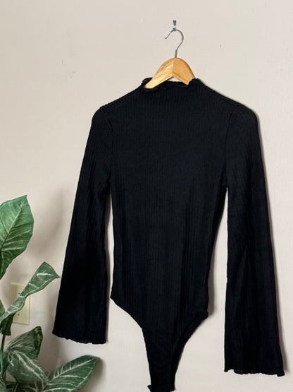 Black Knit Turtle Neck Bodysuit SMALL