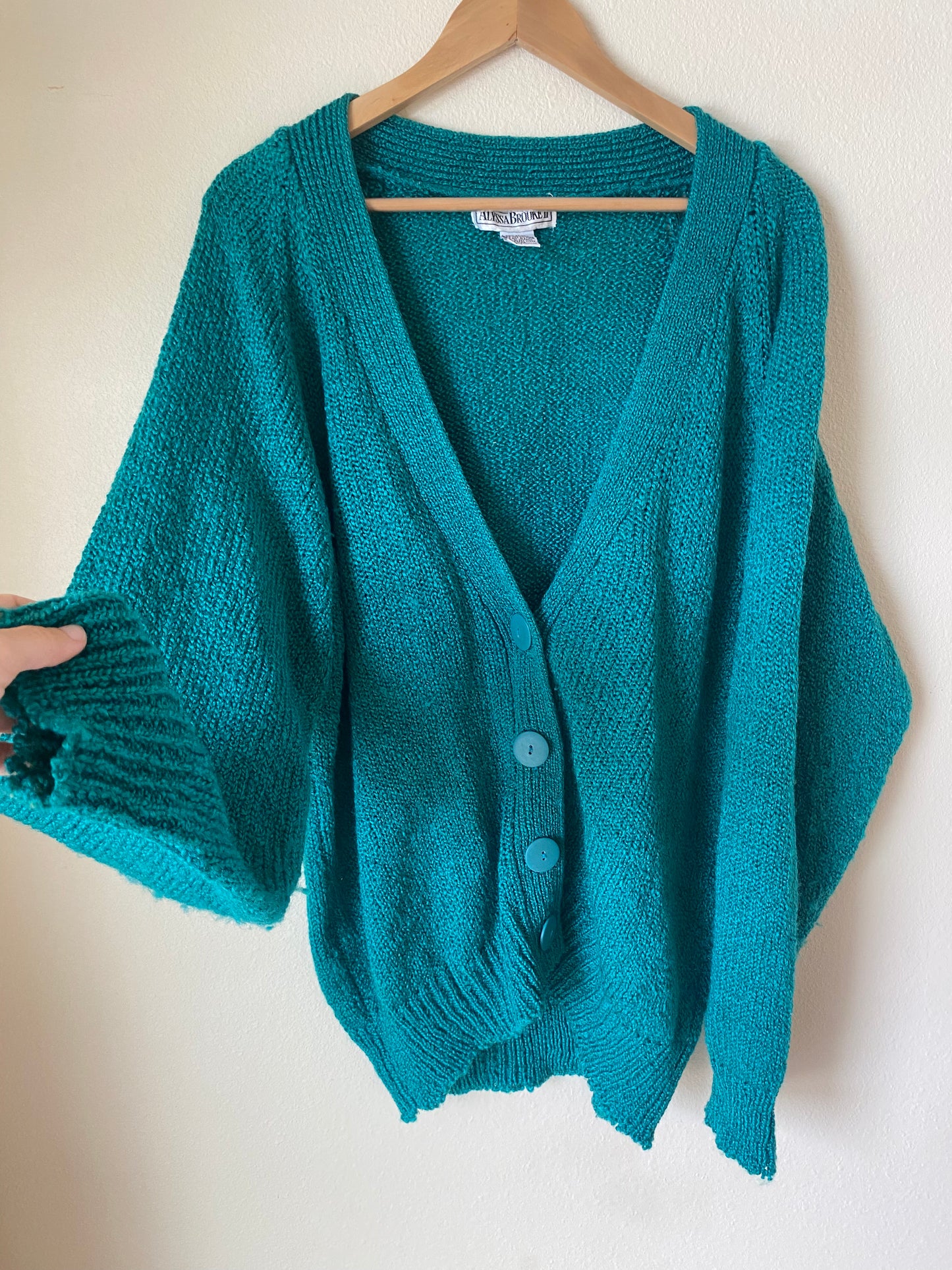 Vintage Teal Chunky Sweater LARGE