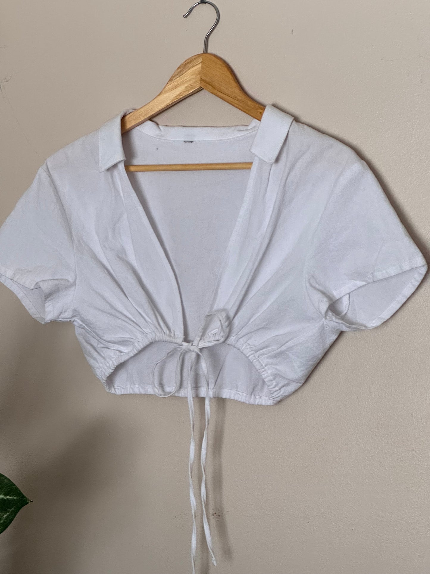 White Collared Crop Top SMALL