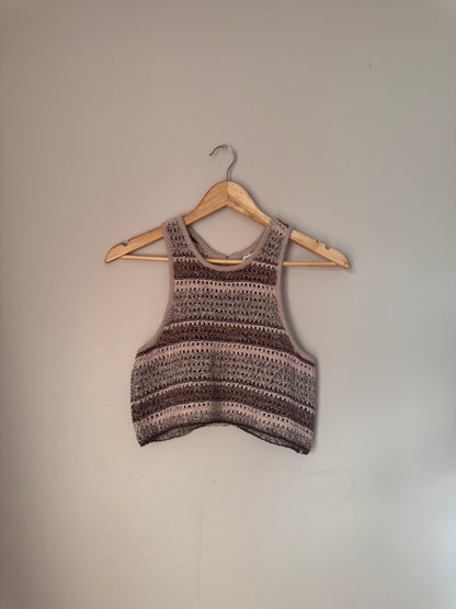 Knit Halter Cropped Tank Top XSMALL