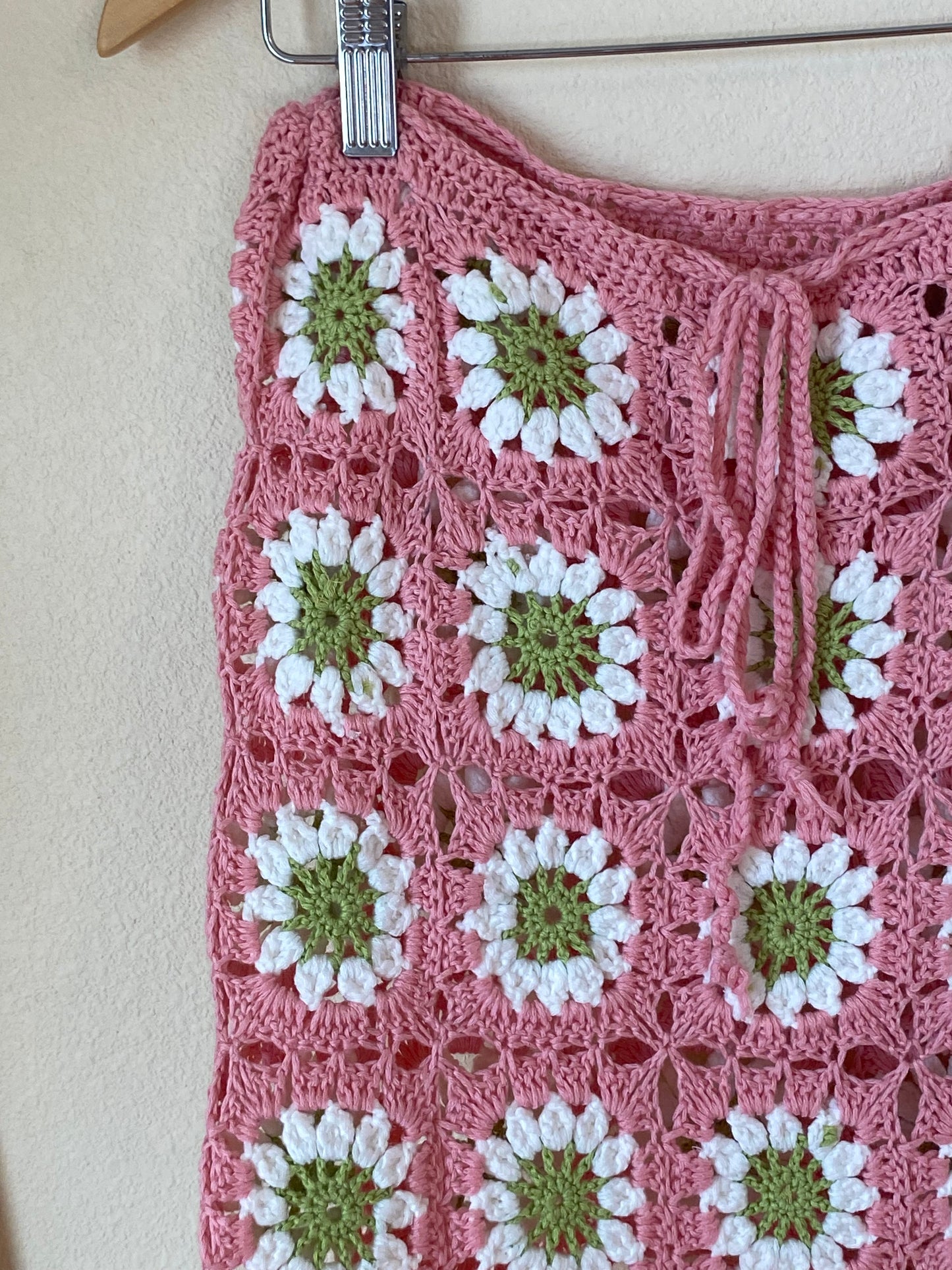 Pink and Green Crochet Adjustable Skirt SMALL