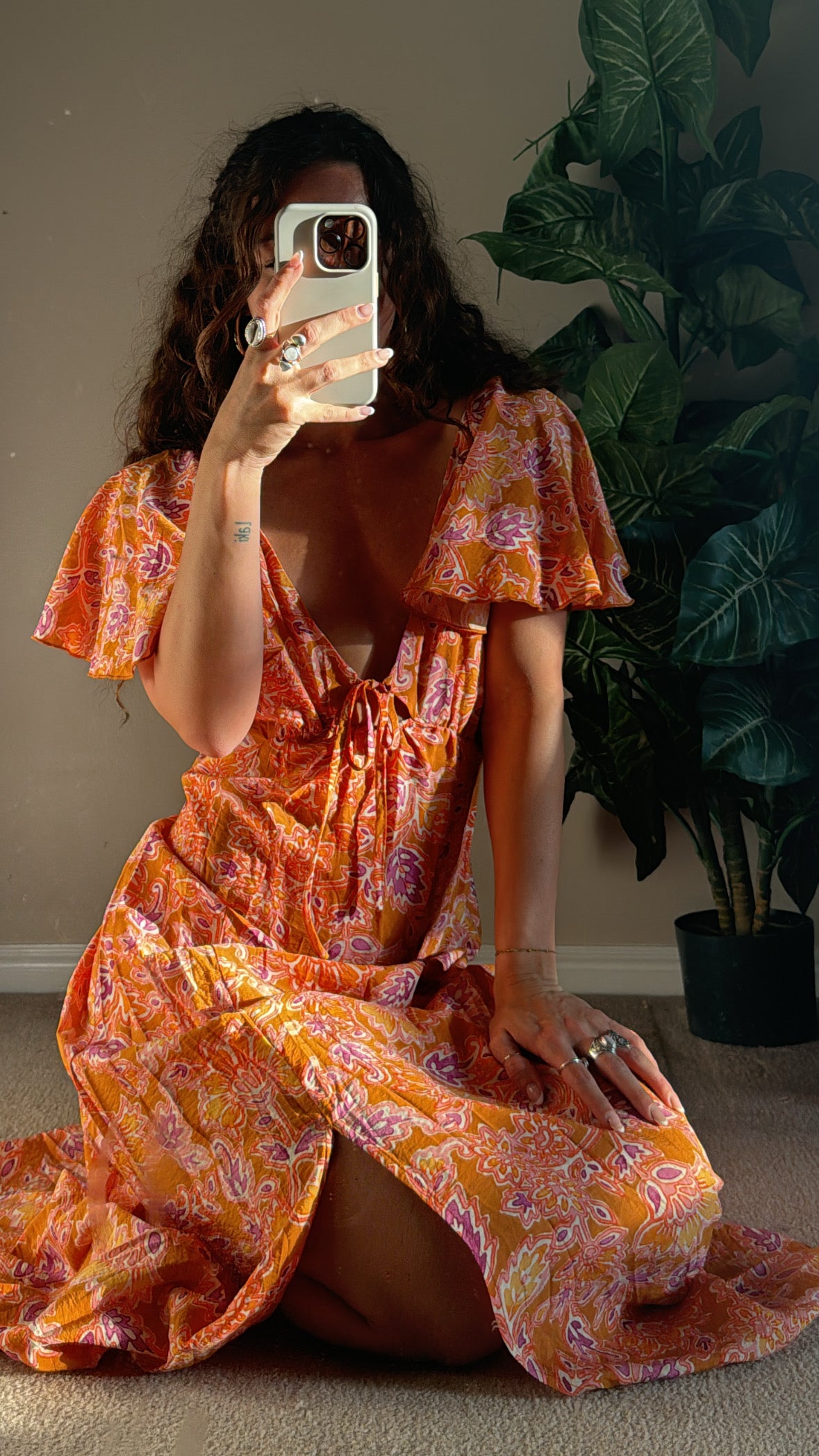 Brand New Mahina Orange Floral Dress SMALL