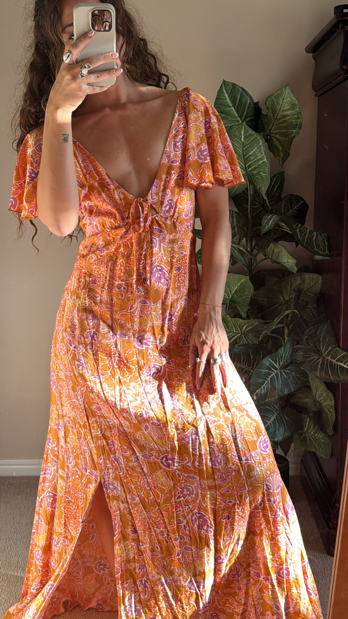 Brand New Mahina Orange Floral Dress SMALL