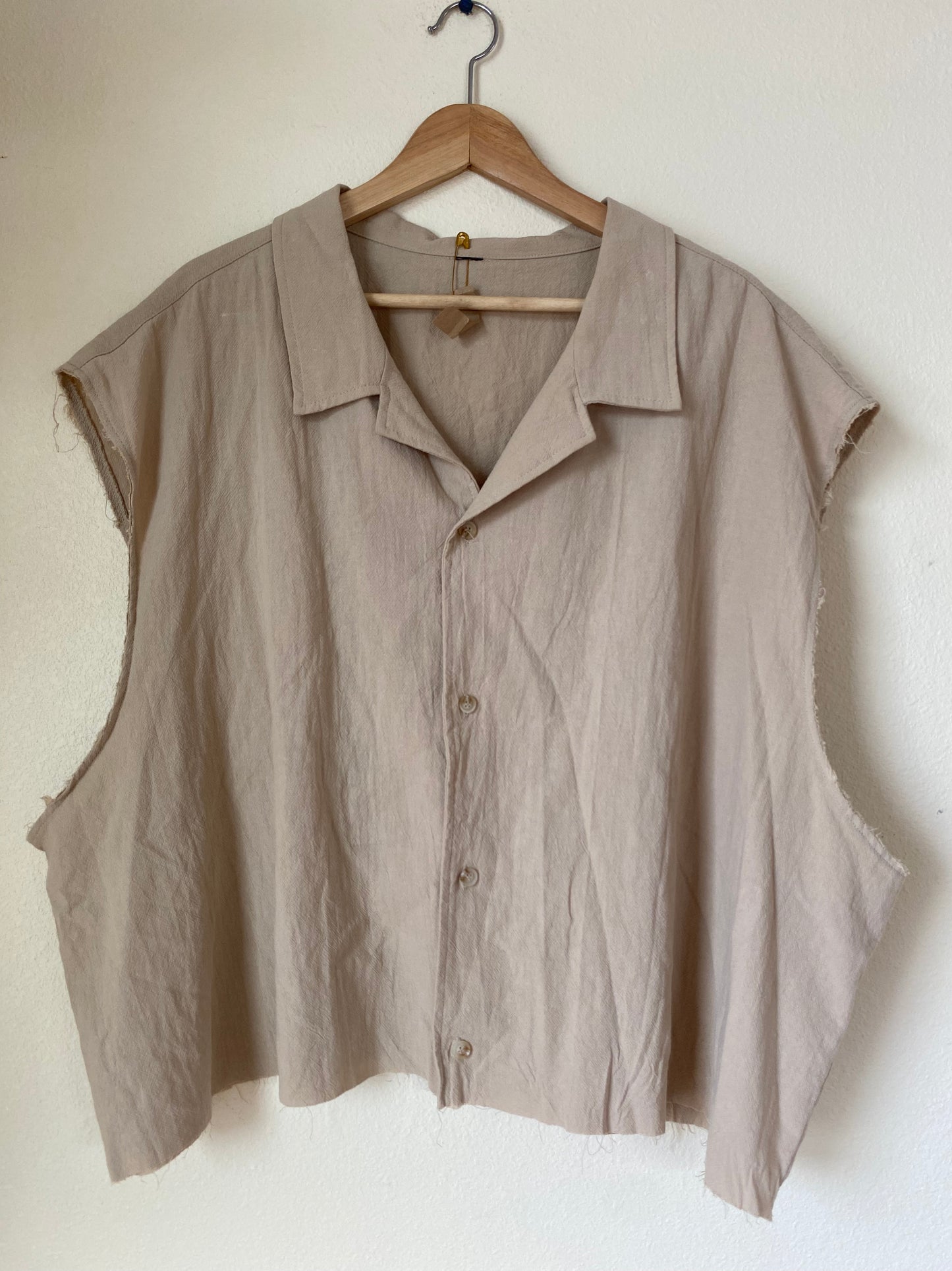 Linen Cuttoff Oversized Top LARGE
