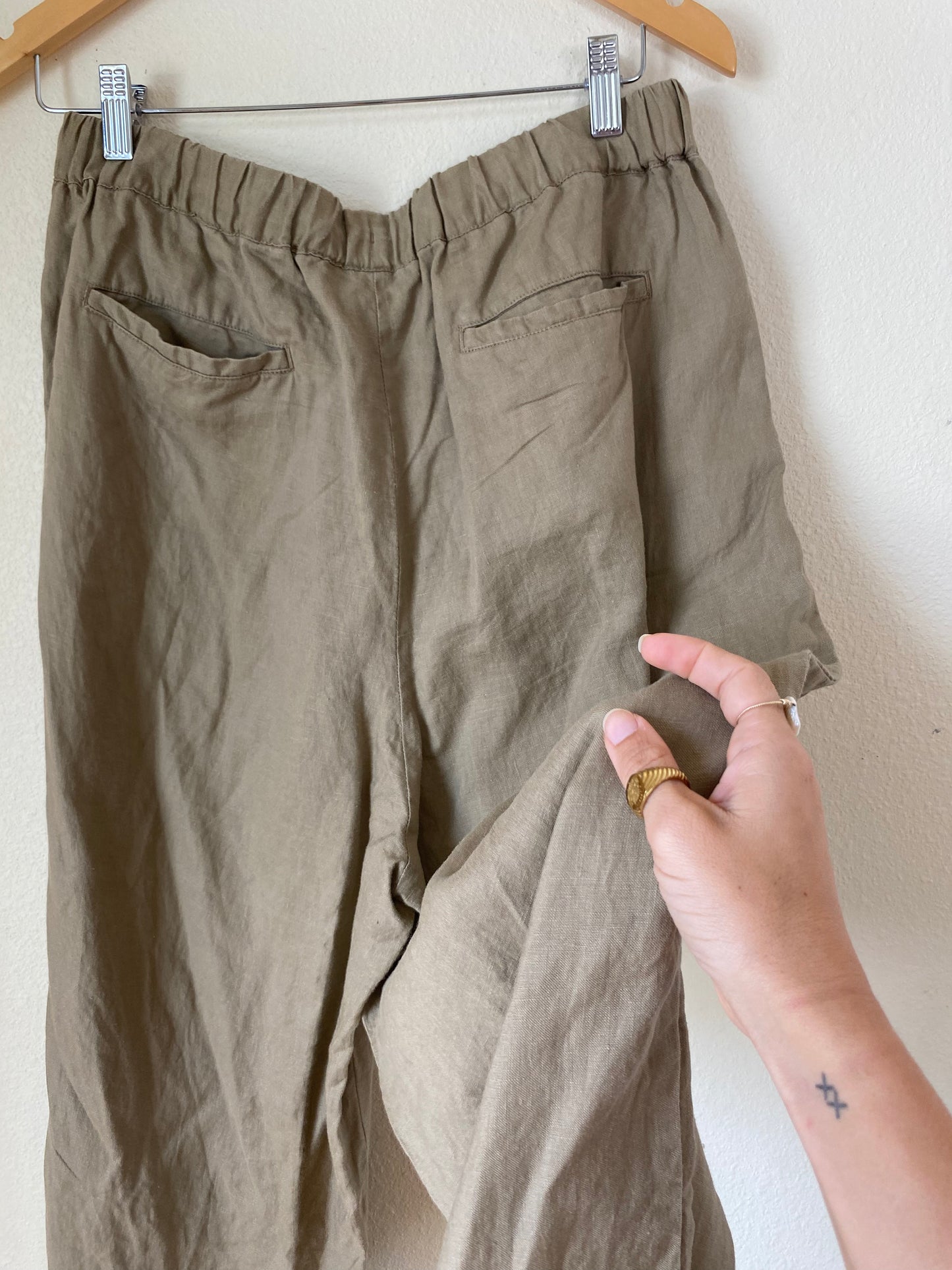 Tan Linen Crop Pants X-LARGE