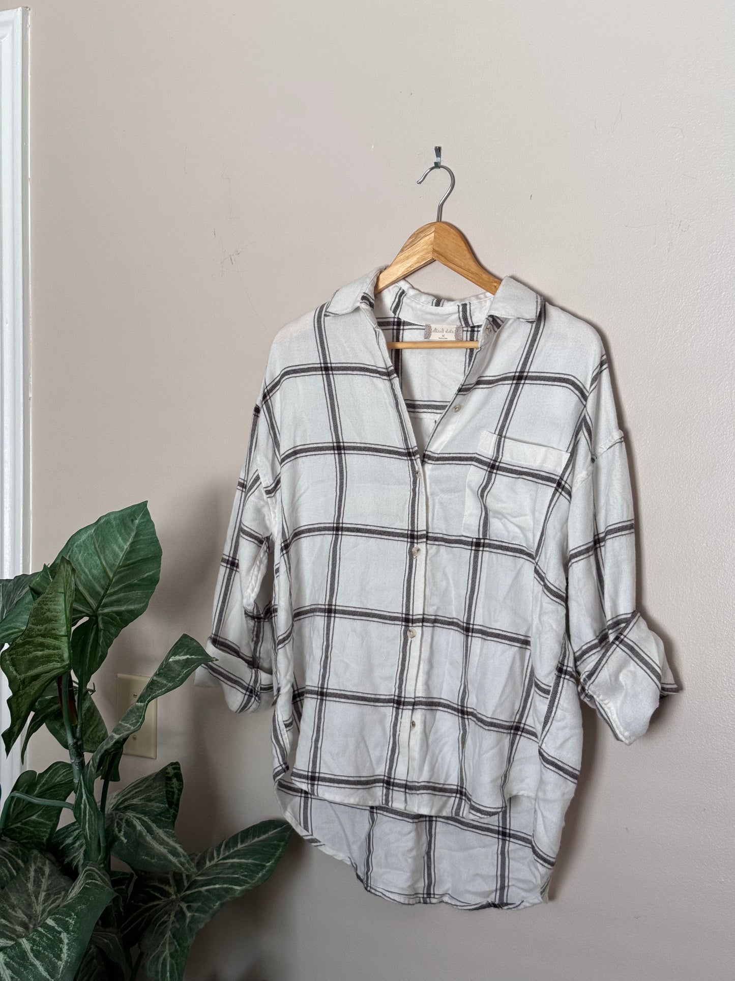 Softest Black and White Button Up  Flannel SMALL/MEDIUM