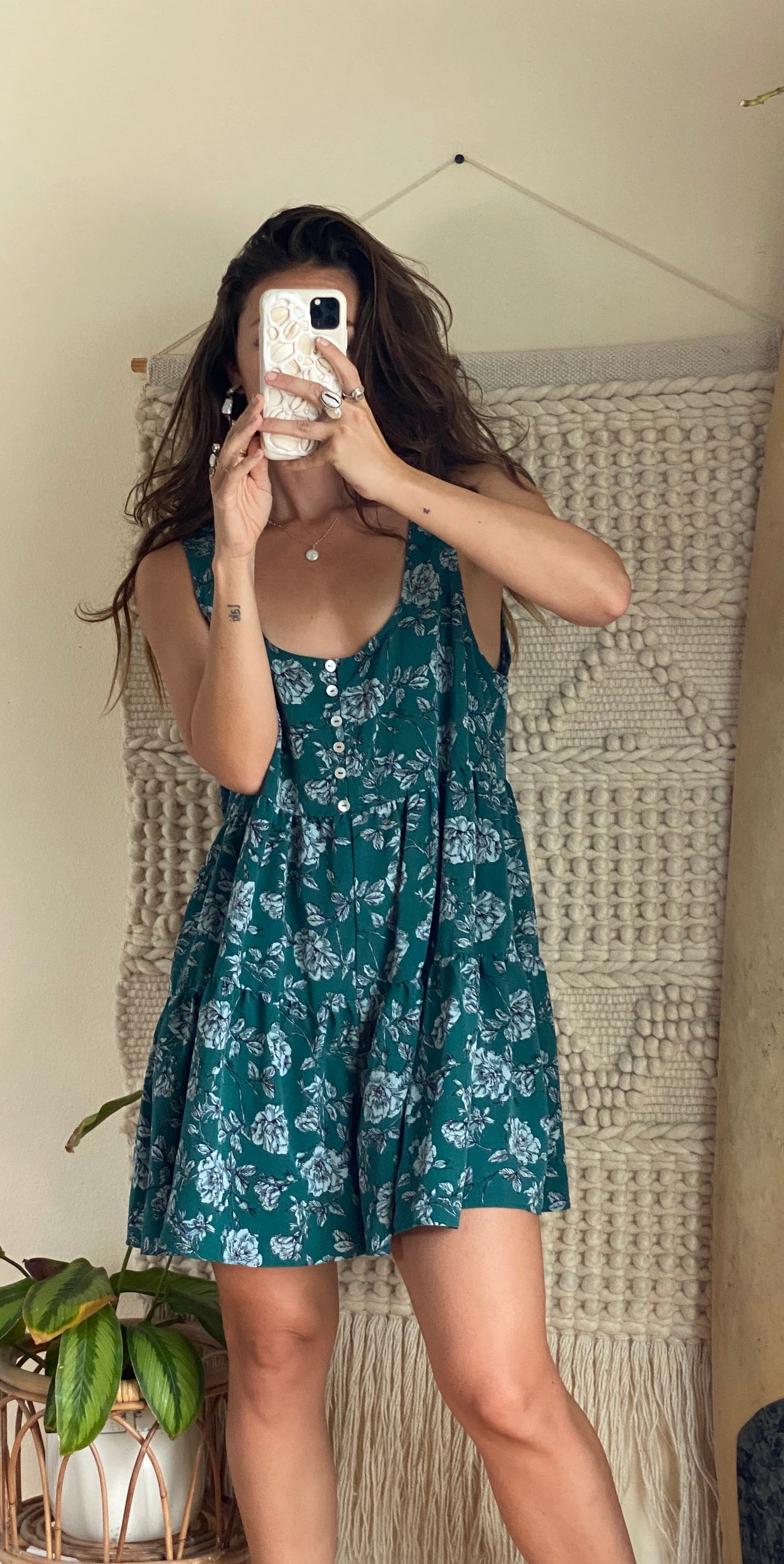 Urban Outfitters Green Floral Romper LARGE