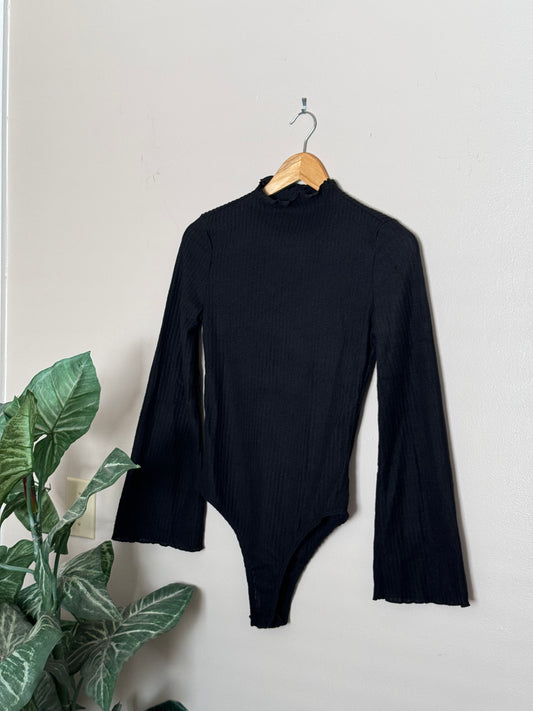 Black Knit Turtle Neck Bodysuit SMALL