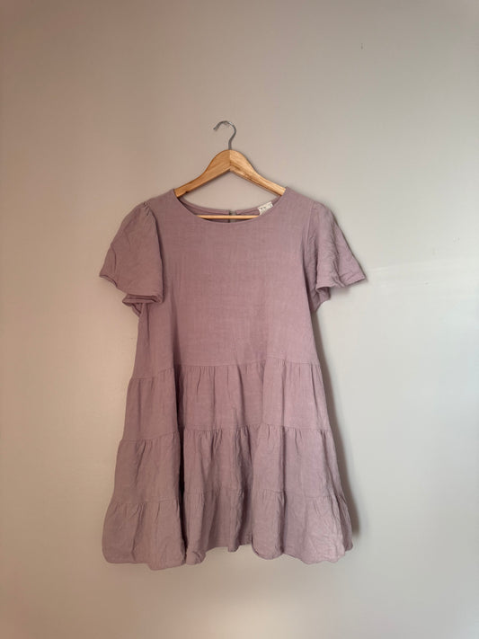 Oatmeal Tiered Linen Dress SMALL/MEDIUM