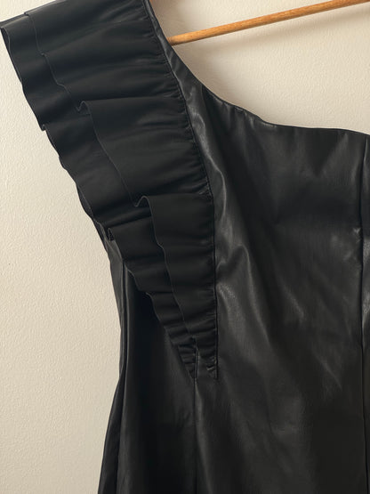 Faux Leather One Shoulder Dress SIZE XSMALL